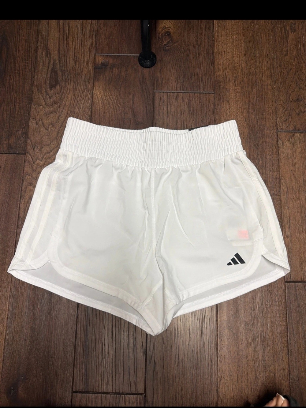 adidas White Women's Athletic Shorts with Smocked Waistband